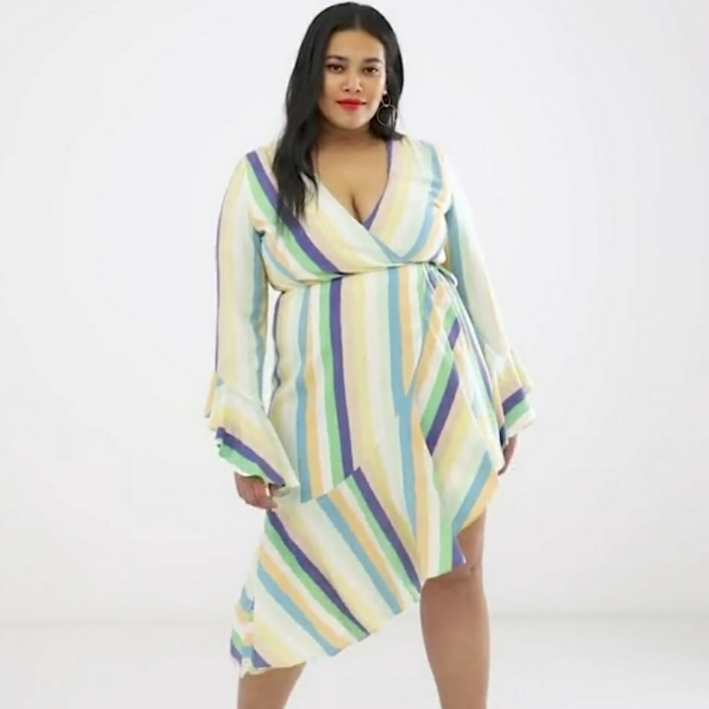 🎉HOST PICK🎉 Asymmetric Stripe Wrap Dress